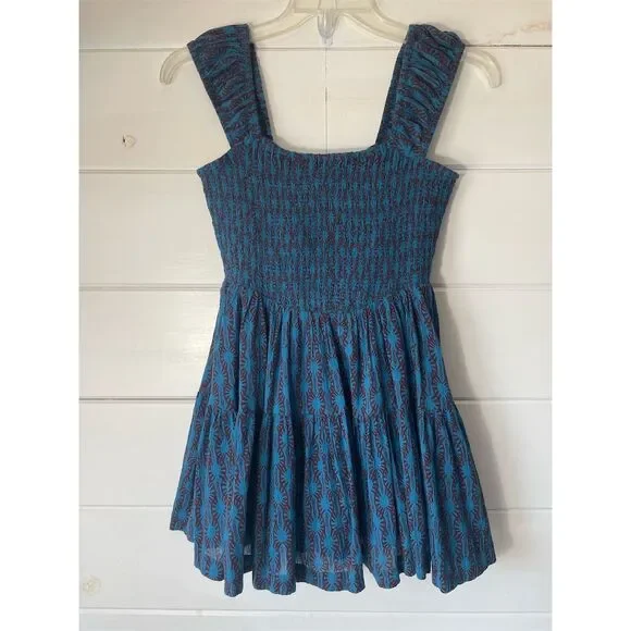 Free People Sweet Annie Mini Dress XS Tiered Cotton Boho Summer - Picture 5 of 12